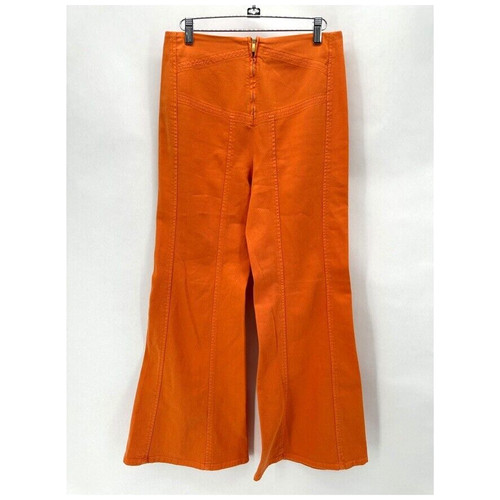 Alberta Ferretti Wide Flare Leg Pants US 6 Orange Italy Designer Quiet Luxury