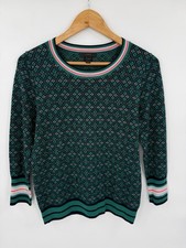 J. Crew Jacquard Knit Argyle Evergreen Merino Wool Sweater Womens Medium Festive