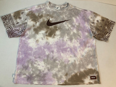 Nike Tie Dye Graphic Paisley Shirt XL XLarge Adult Swoosh Logo Loose Fit