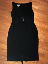 DONNA MORGAN Diamond Elegance Party Wedding LITTLE BLACK Dress Womens Sz 8 👗#c6