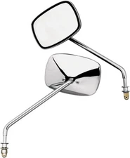 Emgo Screw-In 8mm Plain Face Mirror Set Long Stem Chrome Tinted Harley-Davidson