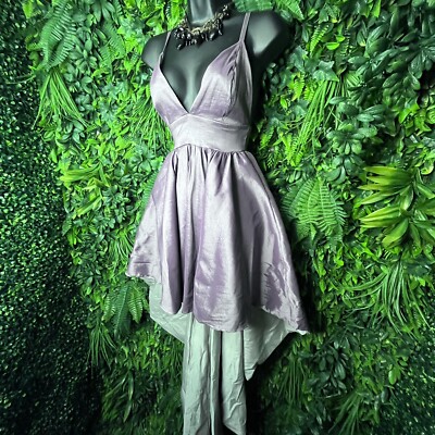 Kloset Therapy Dress Women Small Hi Low Hem Purple Fit Flare Empire Waist 0605