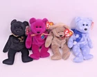 Original Vintage 1999 Ty Beanie Babies Bear Plush Toy Lot of 4 with Hanging Tags