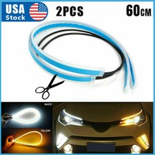 2 x 60CM DRL LED Light Amber Sequential Flexible Turn Signal Strip for Headlight