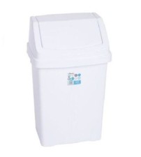 Image of 50 LITRE SQUARE PLASTIC SWING LID WASTE RUBBISH BIN FOR HOME OFFICE KITCHEN BIN