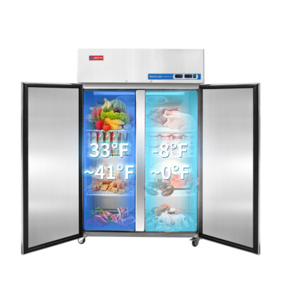 WESTLAKE 2 door 48'' Commercial Refrigerator Freezer Combo, Stainless Steel