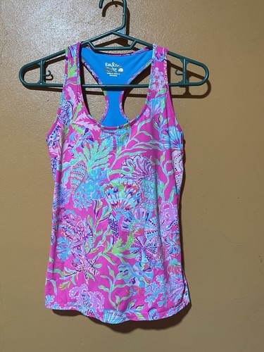Lilly Pulitzer Mina Bra Tank Pink Isle SHELL ME SOMETHING GOOD - Size XXSMALL - Picture 2 of 7