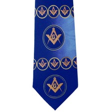 Freemason's Tie - Blue Polyester long necktie with swirl flowing Masonic pattern