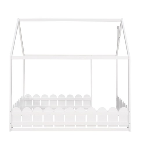 Full Size Wood Bed House Bed Frame with Fence,for Kids,Teens,Girls,Boys - Picture 9 of 13
