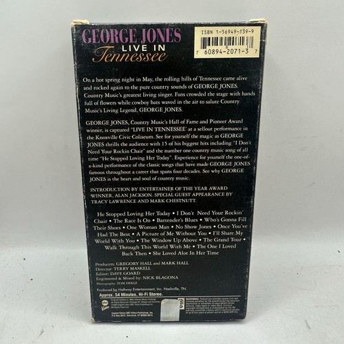 George Jones Live In Tennessee VHS Tape 1993 Country Music Concert Performance - Imagen 2 de 3