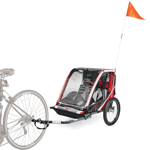 Deluxe Bicycle Trailer for 2-Children up to 50 lbs each, Red