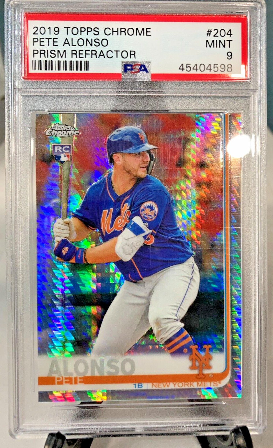 2019 PETE ALONSO Topps Chrome PRISM REFRACTOR RC #204 PSA 9 Mint Rookie
