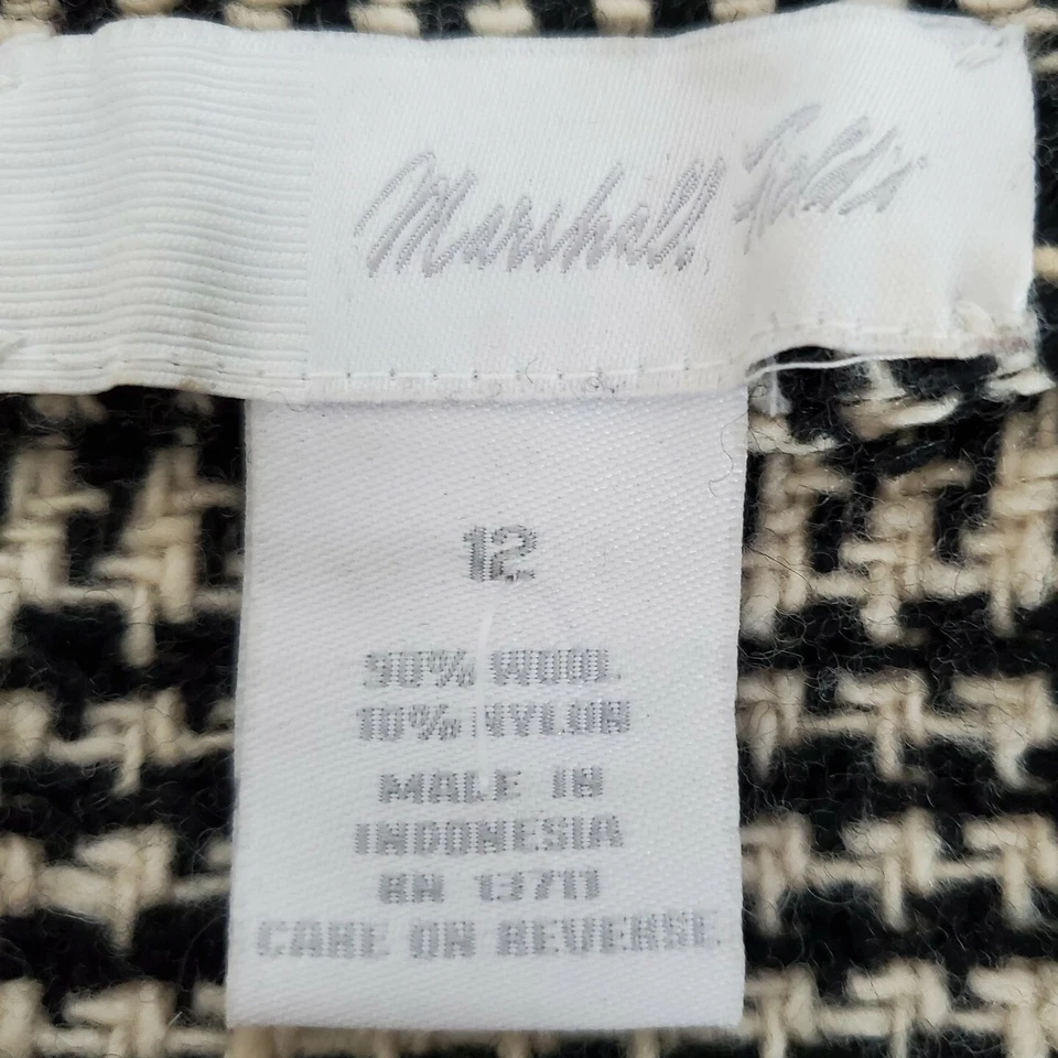 Blazer chaqueta de lana vintage Marshall Fields para mujer 12 cuadros pata de gallo tweed Foto 2 de 4