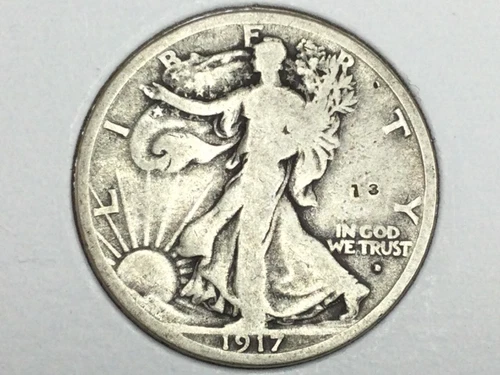 1917-D obverse M/M Walking Liberty Half Dollar in very good/fine