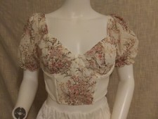 NWOT Super cute Puff sleeve lingerie top M floral embroidey sheer boned wired