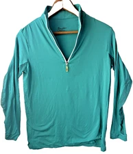 Tailored Sportsman Teal Antimicrobial Long Sleeve 1/4 Zip Size M