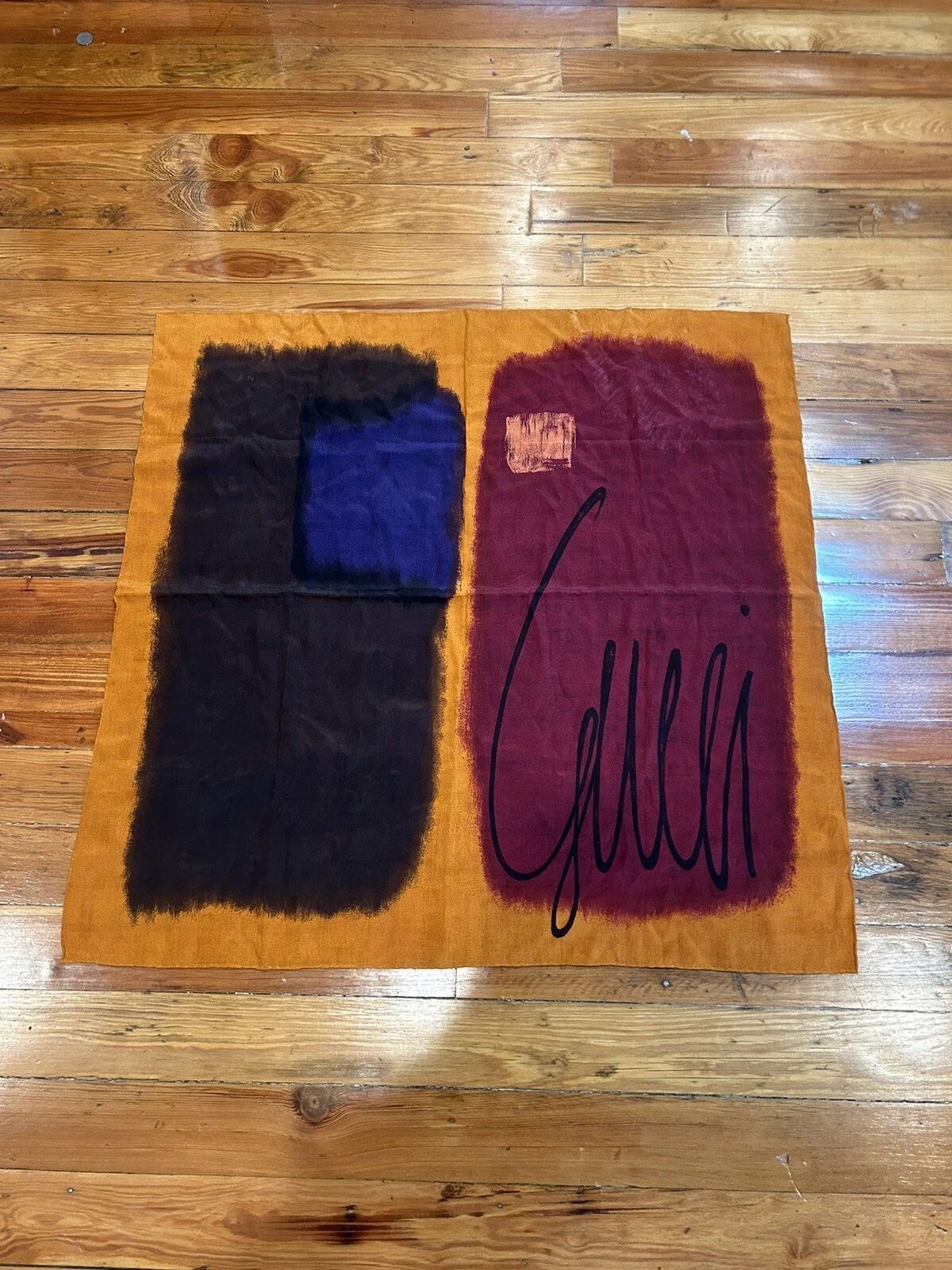 Rare écharpe en soie vintage style Gucci Mark Rothko art abstrait années 80 32 pouces