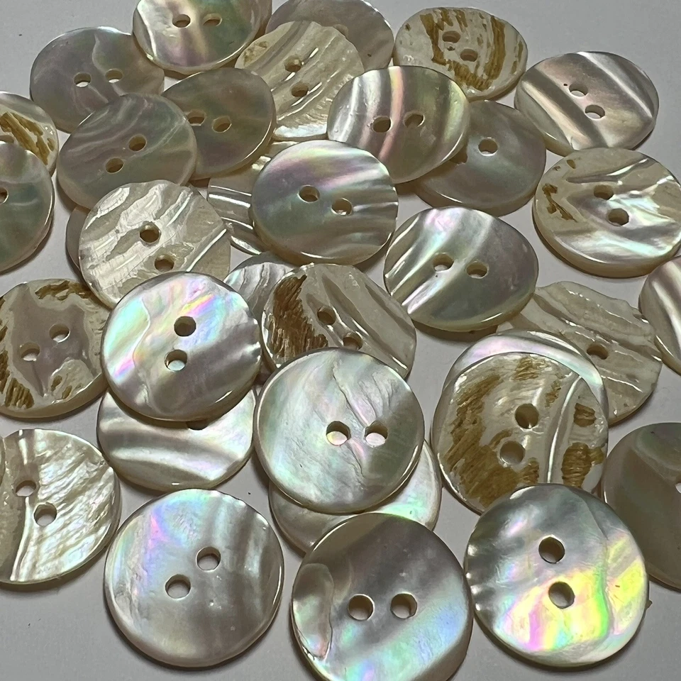 White Rainbow "Real" Abalone MOP Shell Sustainable Button 13mm 18mm 21mm 2hole - Image 4 of 4