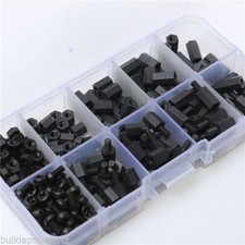 180Pcs Black Nylon M3 Hex Column Male-Female Standoff Spacers Screw Nut Kit Box
