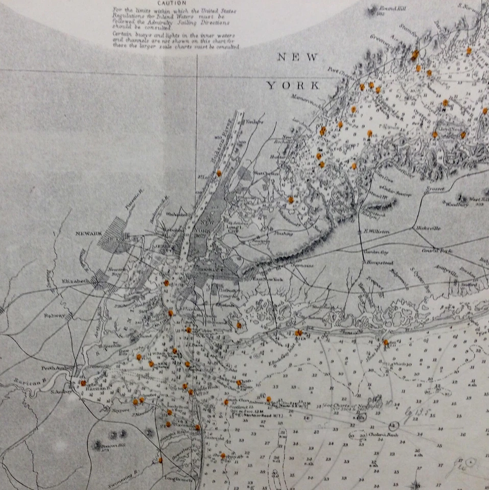 VINTAGE ADMIRALTY  CHART. No. 2480. APPROACHES to NEW YORK. 1896. - Image 3 of 4