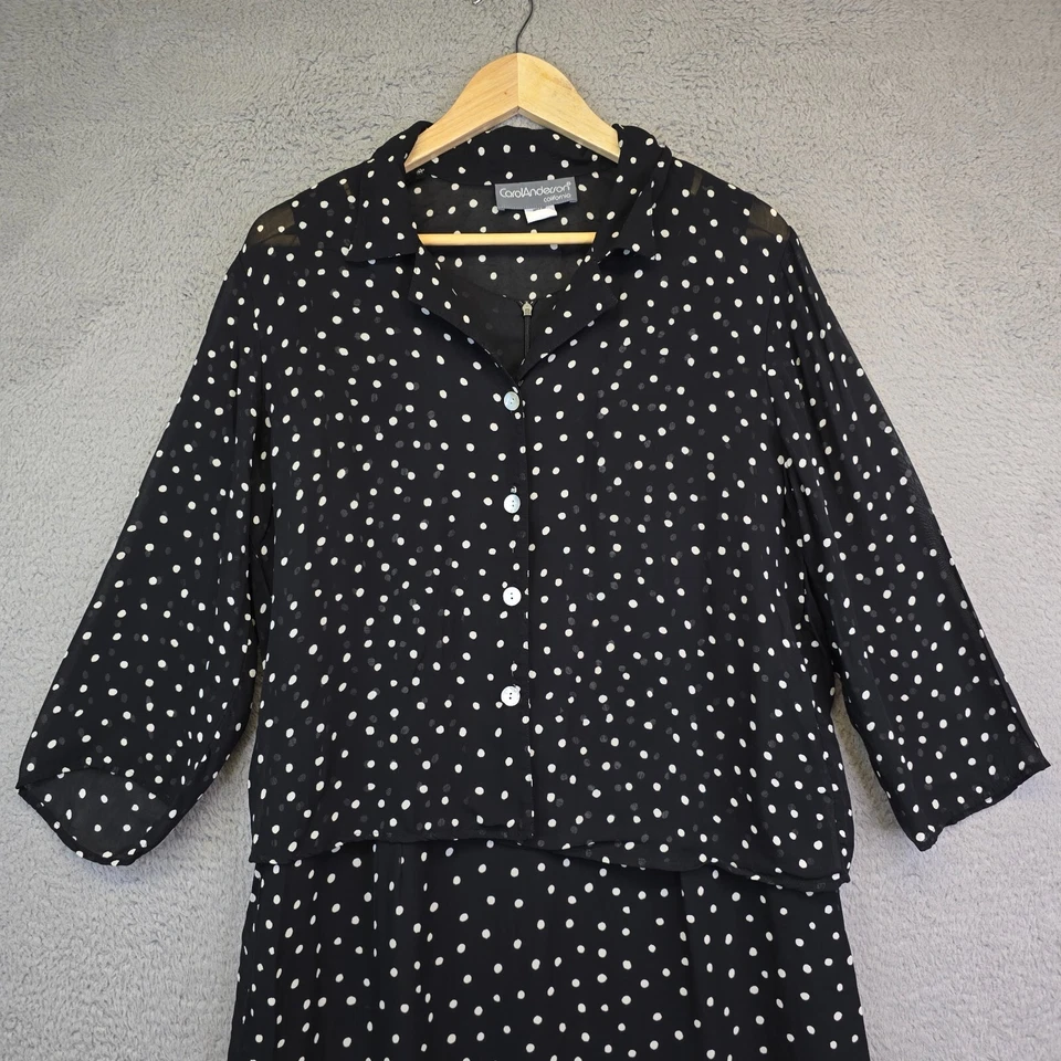 Maxi Top Vestido Vintage Carol Anderson Para Mujer Talla 12 Negro Dos Piezas Lunares Foto 2 de 4