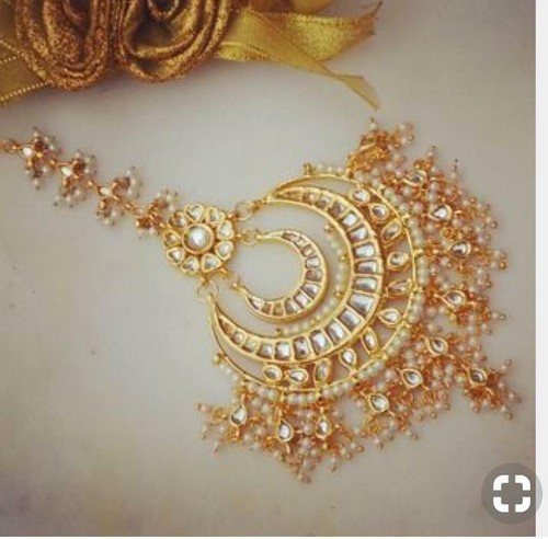 India Bollywood Chapado en Oro Perla Kundan Tikka Mujeres Ropa de Fiesta Boda Joyería - Imagen 3 de 3