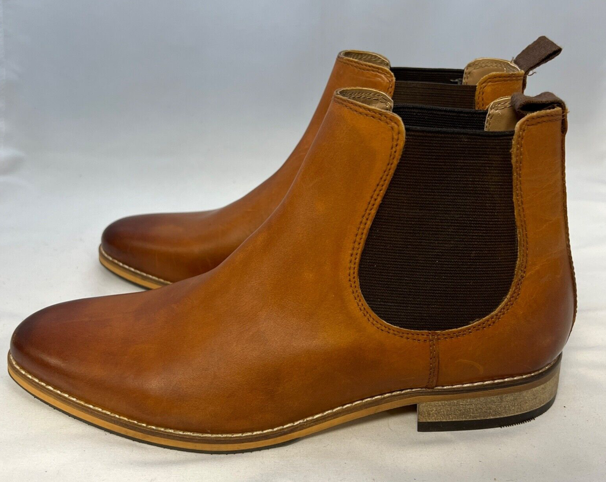 ASOS Light Brown Distressed Leather Chelsea Pull On Boots Men's US