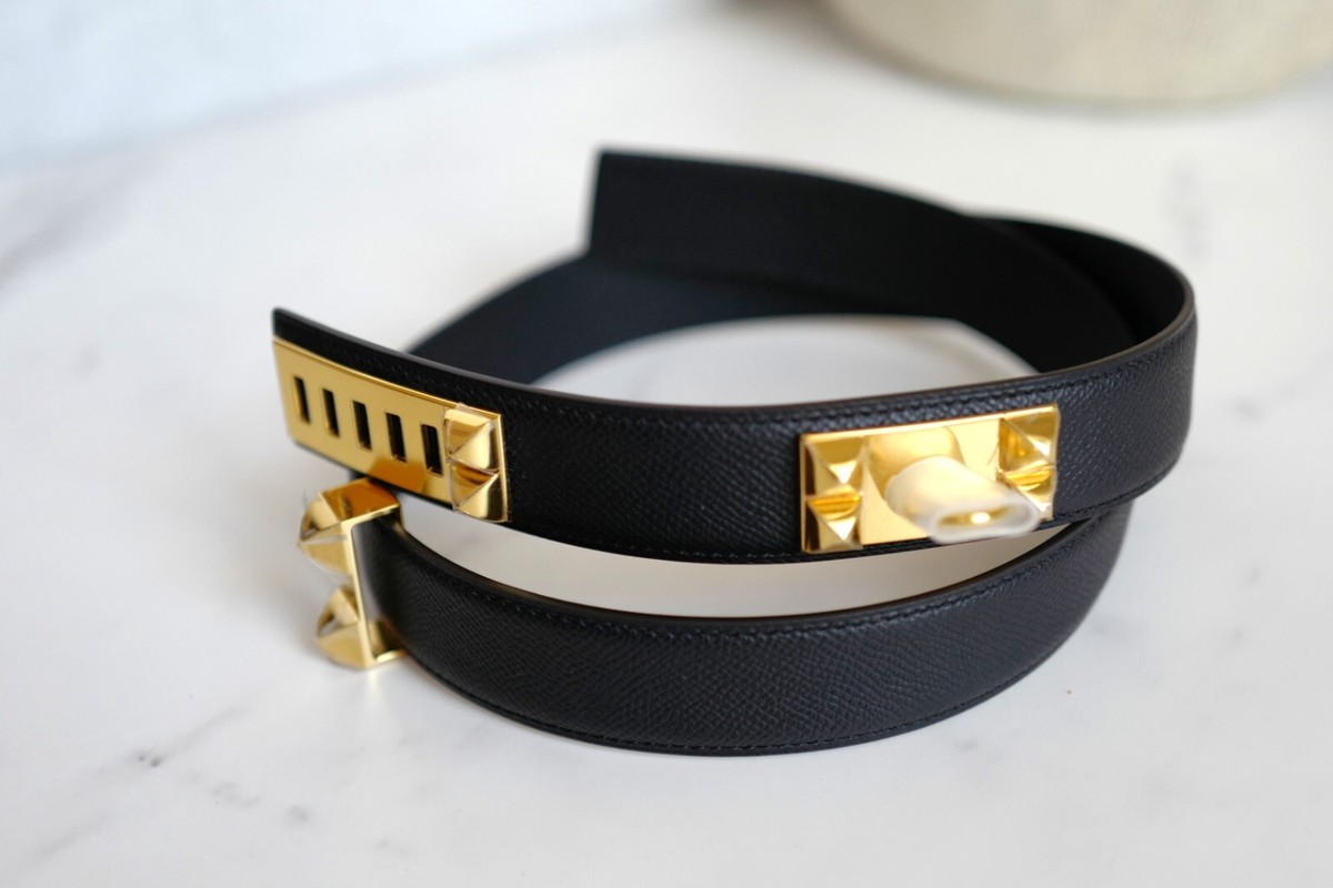 Hermes Black Crocodile and Gold Hardware Collier De Chien Belt size 78 BNIB Hermes Womens Belt Collier De Chien 32 Epsom Noir Black  main image 2