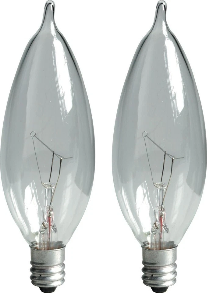 GE 48396 2 Pack Crystal Clear Bent Tip 15 Watt Decorative Candelabra Light Bulbs - Image 2 of 4