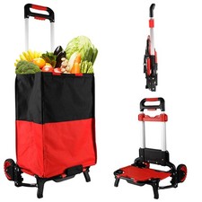 Folding Shopping Cart with Removable Waterproof Bag and Bungee Cord, Heavy Du...