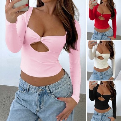 2025 European and American sexy long sleeved knitted women's clothing