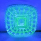 Imperial 1930's Uranium Green Depression Glass Square Plate  (S94JJ)