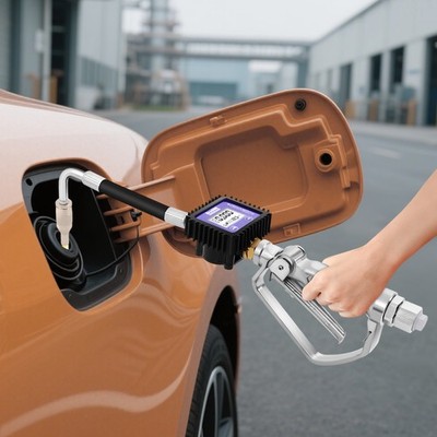 Oil Transfer Delivery Gun Pump Engine Oil Dispenser Nozzle w/ Digital Flow Meter