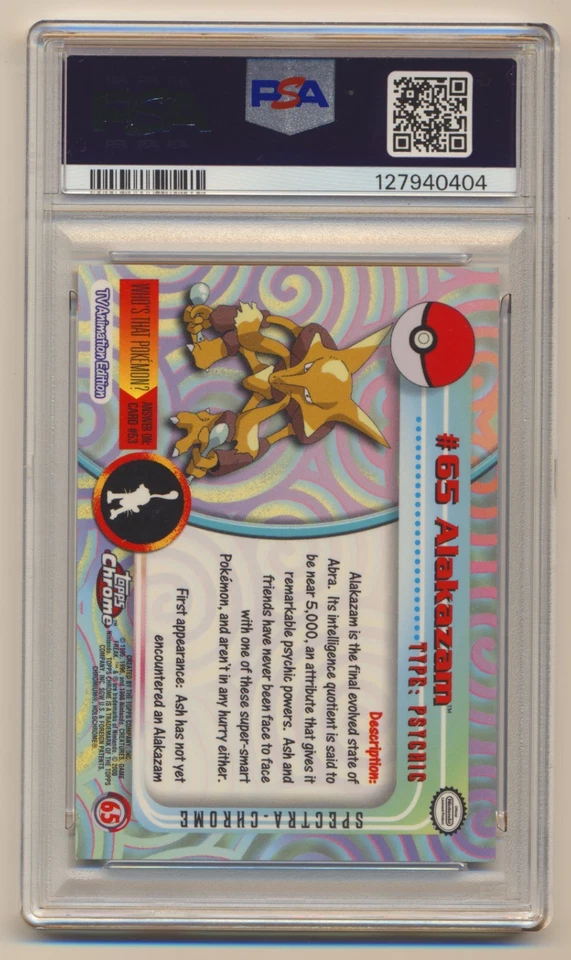 PSA 9 Pokemon 2000 Topps Chrome Spectra Alakazam #65 MINT Condition! - Image 2 of 2