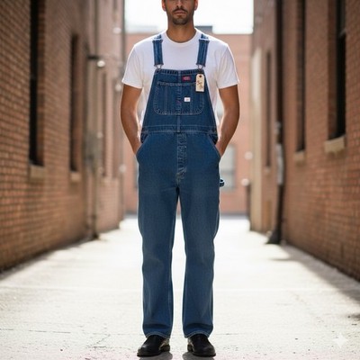Big Smith Denim Bib Overalls Mens 54x30 Blue Workwear Classic RN20697 BIG