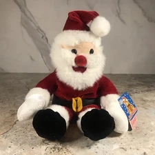 VINTAGE FIESTA HAPPY HOLIDAYS VELOUR SANTA CLAUS PLUSH DOLL WITH TAG CIRCA 1999
