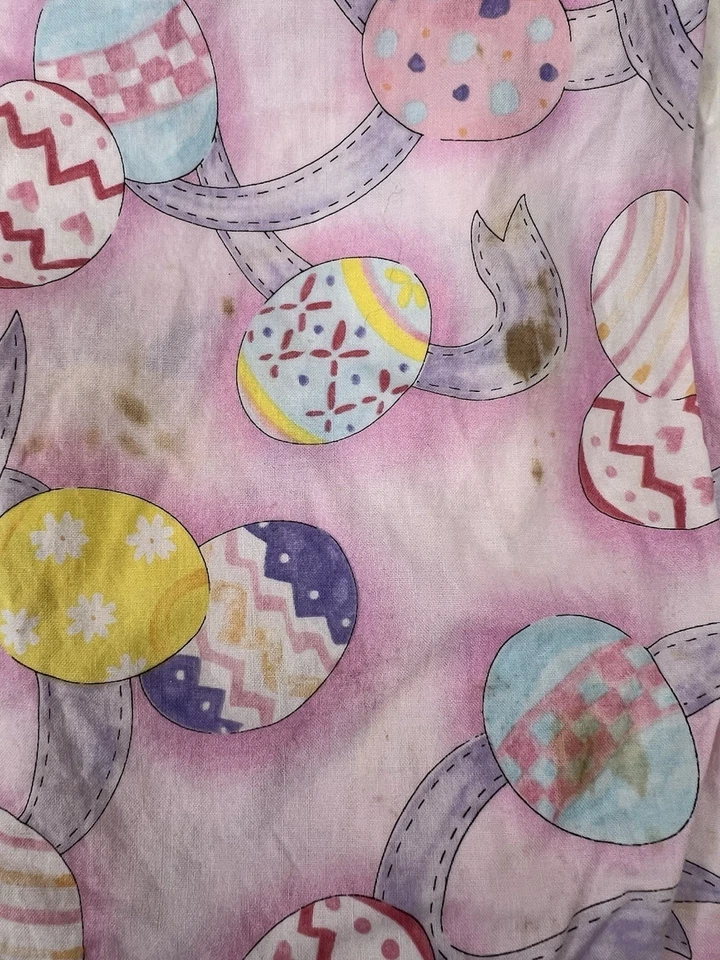 Easter Egg Cotton Fabric 1.25 Yards 42 Wide Scrap JoAnn Washed Imperfect - Image 4 of 4