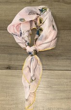 Vintage Silk Scarf Floral Garden Pink Sailor Preppy Fairy Whimsy Hand Rolled