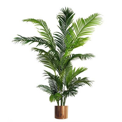 Künstliche Palme extra groß 180 cm grün verdrahtete Stiele Kupfer Pflanzgefäß für Zuhause