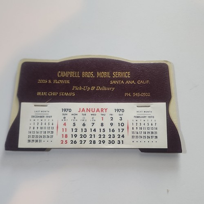 #ad Vintage 1970 Mobil Gas Calendar Campbell Bros Santa Ana California Blue Chip... $24.20