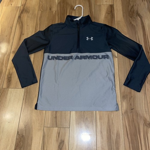 Under Armour Youth M Heat Gear 1/4 Zip Pull Over Top grau sportlich locker - Bild 1 von 6