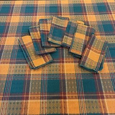 62x120  Rectangular Tablecloth W/7 16x17  Napkins, Fall Colors W/Gold Accents