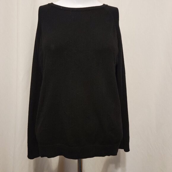 Zara Sweater Crew Neck Basic Black Split back 11-… - image 5