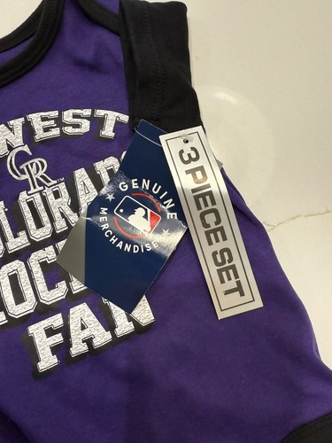Colorado Rockies Block Letters 3pc Set Infant Baby Bodysuit 6/9 M Purple/bl/wh - Bild 10 von 13