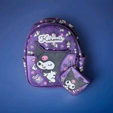 NEW Sanrio Licensed Kuromi 10.5" Mini Backpack with Coin Purse