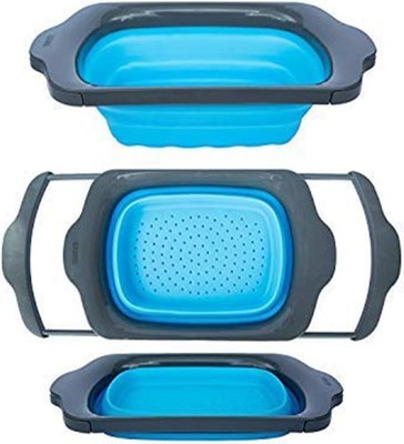 Comfify XL Large Collapsible Silicone Colander 6 Quart Blue