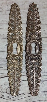 2 Entrées de serrure en laiton ancienne(h:15,5cm) - Photo 1/4