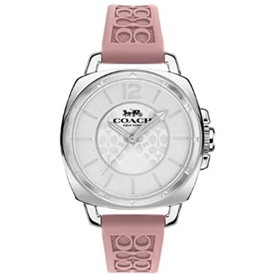 COACH 14503876 BOYFRIEND SILVER LOGO DIAL PINK SILICONE BAND 34MM WOMEN'S WATCH
