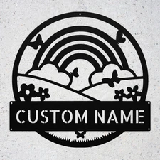 Custom Rainbow Metal Sign Personalized Home Office Decor Art Family Gifts
