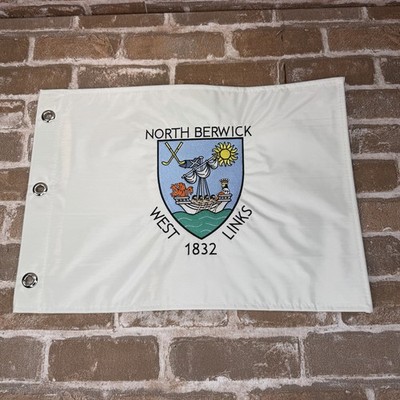 North Berwick Golf Club Pin Flag White Scotland Embroidered Official 17x13 NEW